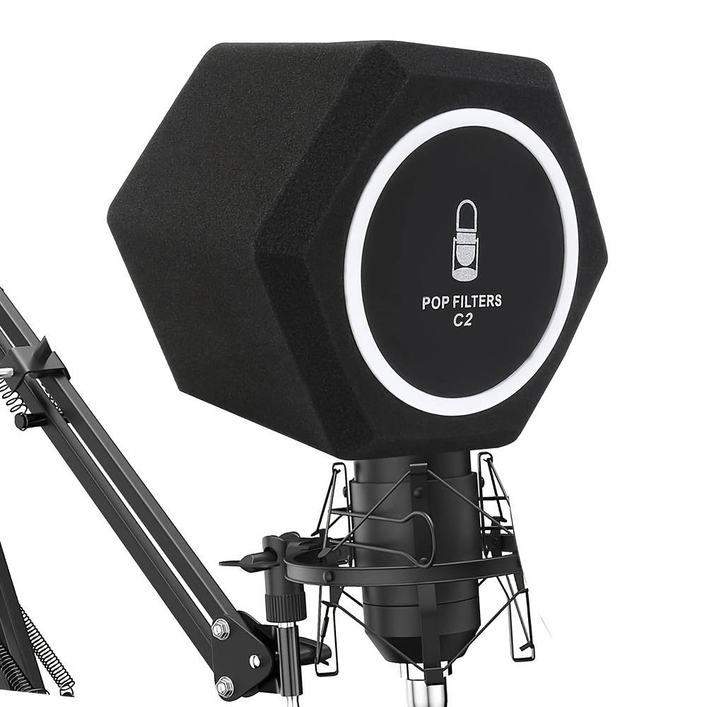 TEMU G-mark Microphone Wind Shield Pop Filter Isolation Ball, Acoustic For Recording Mic, Sound-absorbing Foam With A Five-sided Seal Design To Noise And , Black