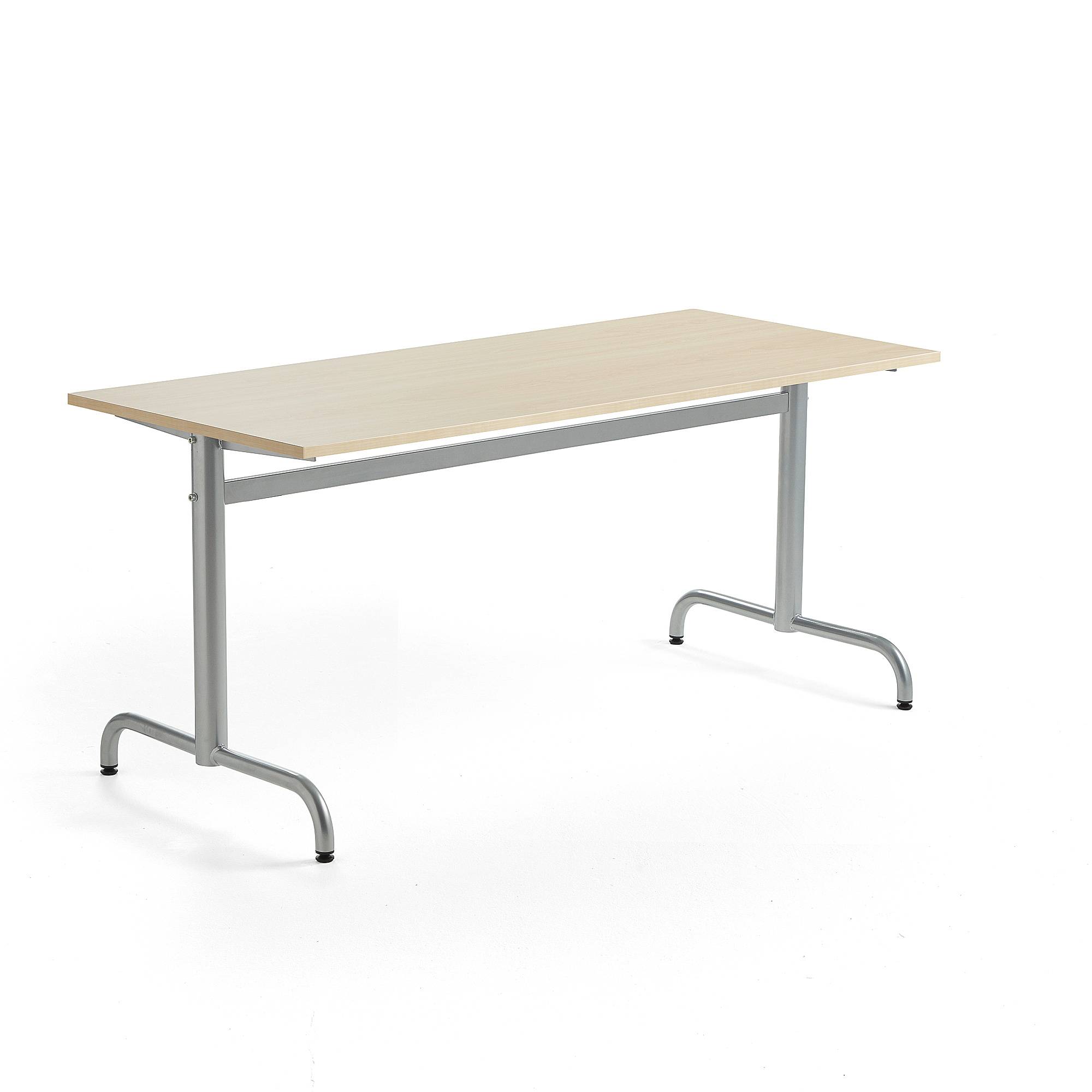Bord PLURAL, 1600x700x720 mm, ljuddämpande högtryckslaminat, silver/björk