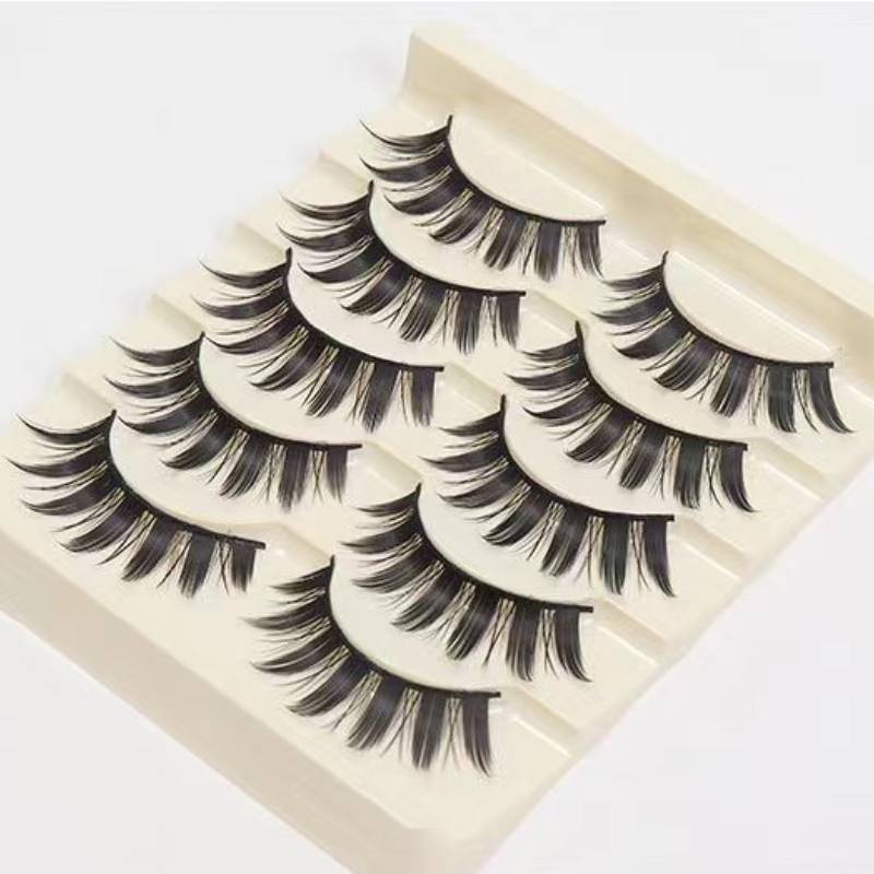 TEMU Set Of 5 Pairs 3d -style Doll Volume Lash Extensions, Long, Thick, Curly, Fluffy, Comfortable, Soft, With Thin , Beauty Product