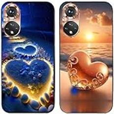 Fodral till Honor 50 I Love Heart Beach tryckt I TPU gel silikon I 2 st baktelefonskal skal skal