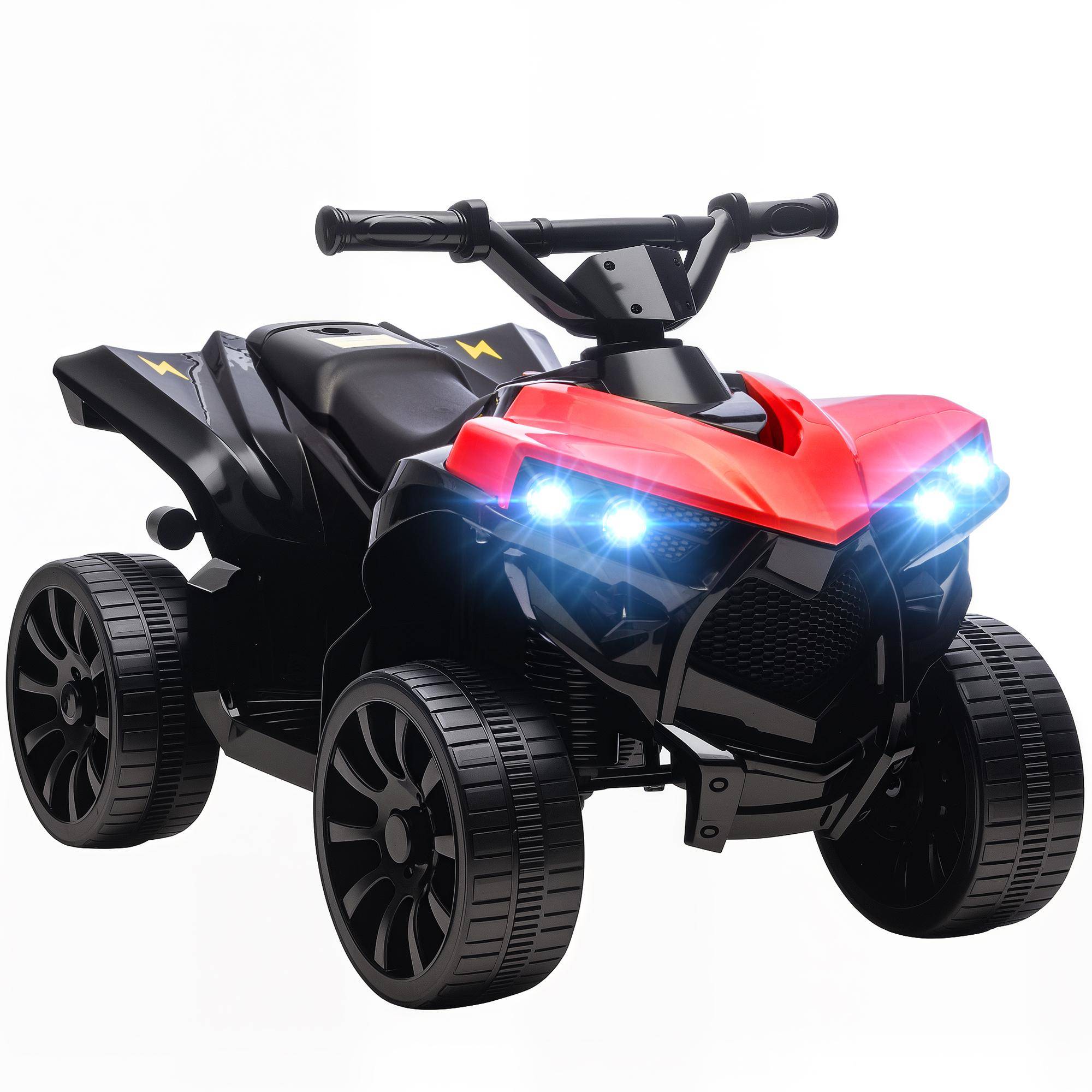 6V Elektrisk Fyrhjuling för Barn, Elektrisk Åkleksak ATV med Musik och LED-Strålkastare, för Åldrarna 18-56 Månader, 70x42x45cm, Röd