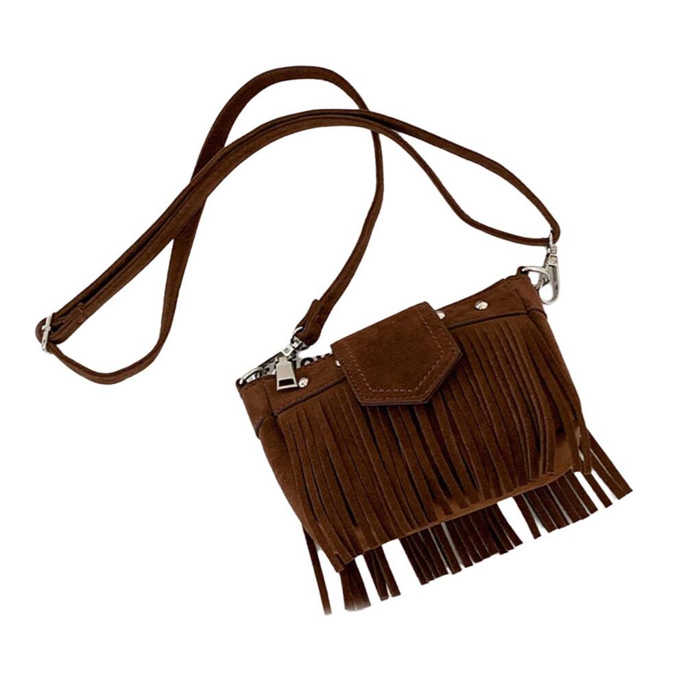 Retro crossbody-taske med kvaster til kvinder, lille i etnisk stil