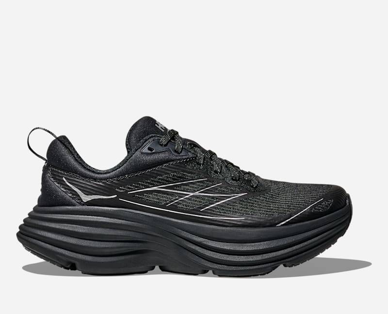 HOKA Stealth/Tech Bondi 8 Caged Schuhe in Black/Silver Größe 44 2/3 | Lifestyle