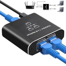 Oliveria LAN Splitter 1 auf 2 1000Mbps Ethernet Splitter LAN Switch 2 Port Mit Type-C-Netzkabel Gigabit Switch für Computer, Hub, Switch, Router, Set-Top Box, Digital TV, et