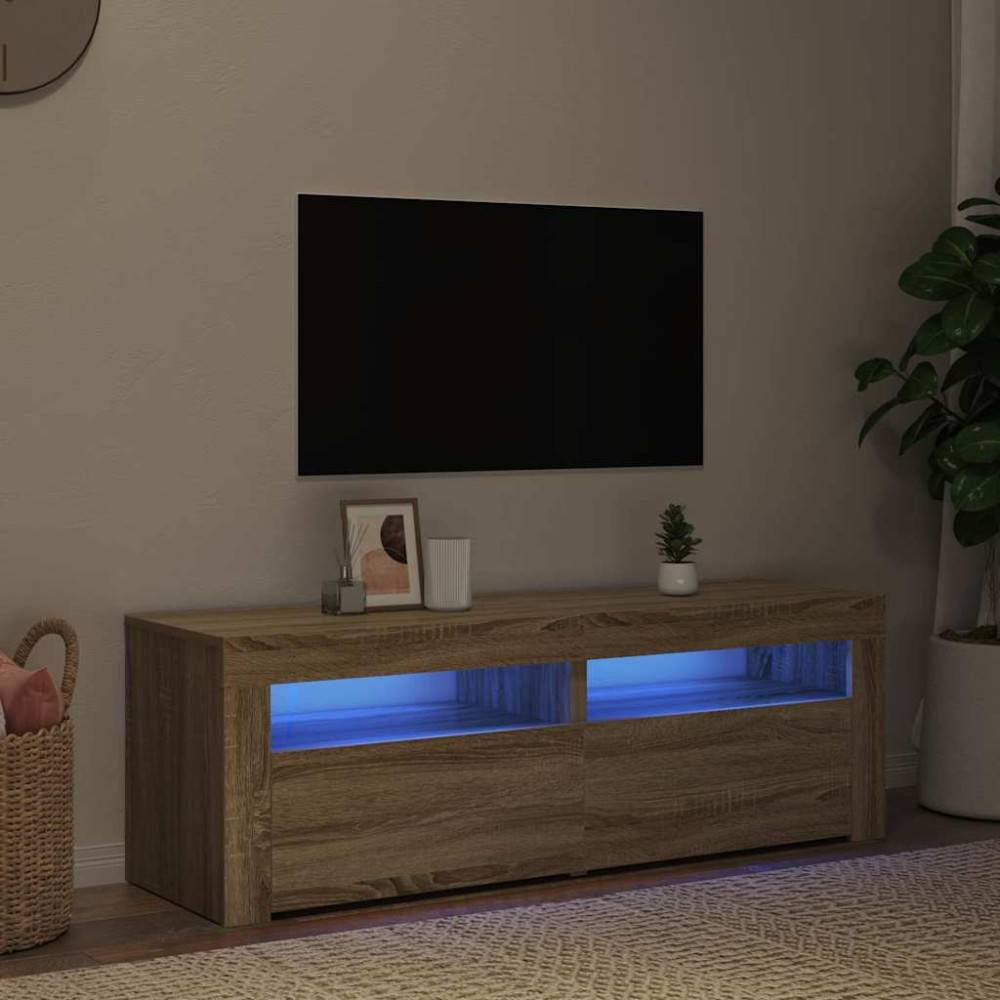 TV-bänk med LED-belysning sonomaek 120x35x40 cm