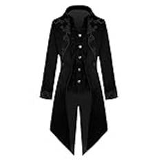 CJQJPNZ Herr vintage steampunk gotisk jacka svansrock medeltida renässans vampyr halloween uniform pirat outfit svart L