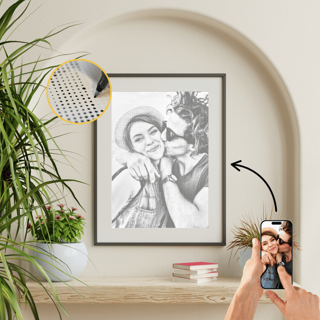 PRICKMÅLNING AV EGET FOTO – GÖR DINA MINNEN TILL KONST - 40x60cm (16'' x 24'') / DIY Ram (Bygg Själv)