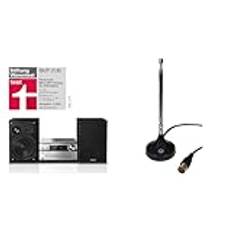 Panasonic SC-PMX94EG-K Micro HiFi-System (120 Watt RMS, Digital Radio DAB+), Silver/Svart & Oehlbach Radio Rod DAB antenn | Radioantenn för mottagning av DAB och FM/UKW | Infällbar DAB-antenn | Svart