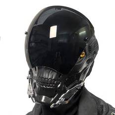 CyberPK Futuristisk Helmask med Dödskalle - Cool och Snygg Sci-Fi Mekanisk Stil, Andningsbar Justerbar Hjälmmask För Halloween, Jul, Maskeradfester, C - Svart (En-Storlek)