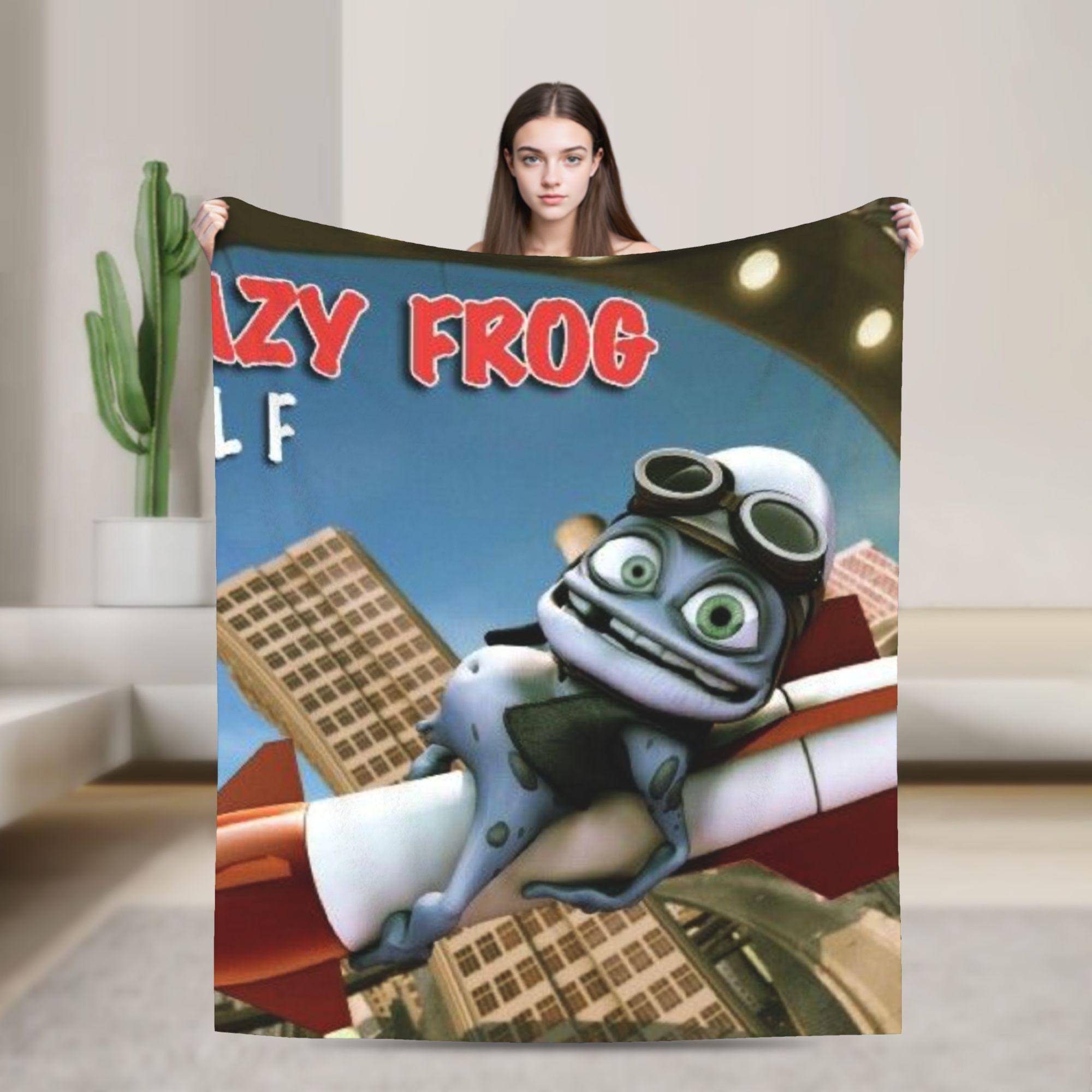 Crazy Frog Tecknad Filt Ultramjuk Pläd för Soffa 50x60 Tum Flera Storlekar Plysch Tunt Täcke