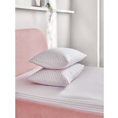 Next Pink/White Slim Stripe Fitted Sheet and Pillowcase Set