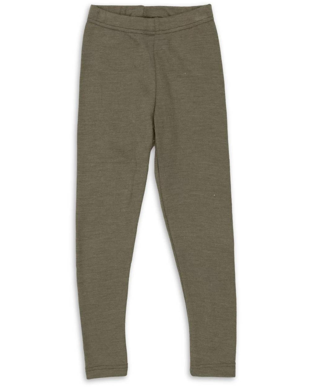 Barnleggings i 70/30 ekologisk merinoull/silke – Oliv