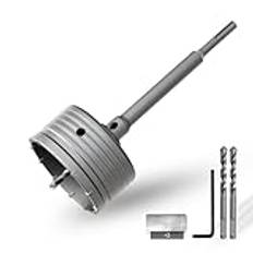 CSOOM 110 mm hålsåg i betong med 220 mm SDS-Plus-förlängning, hålsågsset för betong, hålborrkronsats, 4 skärskärskärs centreringsborr 8 x 110 mm, hårdmetallspets, 2 x centreringsborr