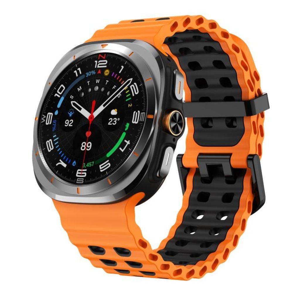 Samsung Galaxy Watch Ultra 47mm/Ultra 2025 Urrem Silikone – Orange/Sort