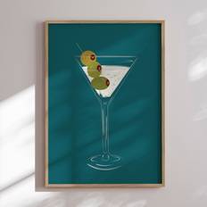 Plakat - Dry Martini On Teal Background - Sannel Larson Plakat - Str:40 x 50 Cm - Incado