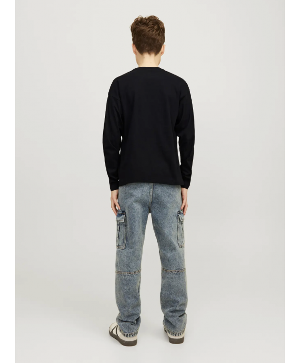 JACK & JONES MINI langærmet T-shirt i sort til drenge