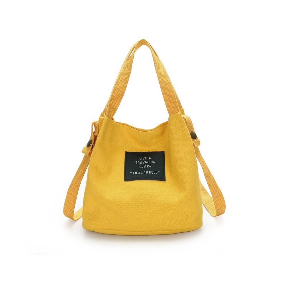 Fashion Women'S Canvas Handbag Shoulder Bag Tote Purse Cute Travel Bucket Bag Yellow