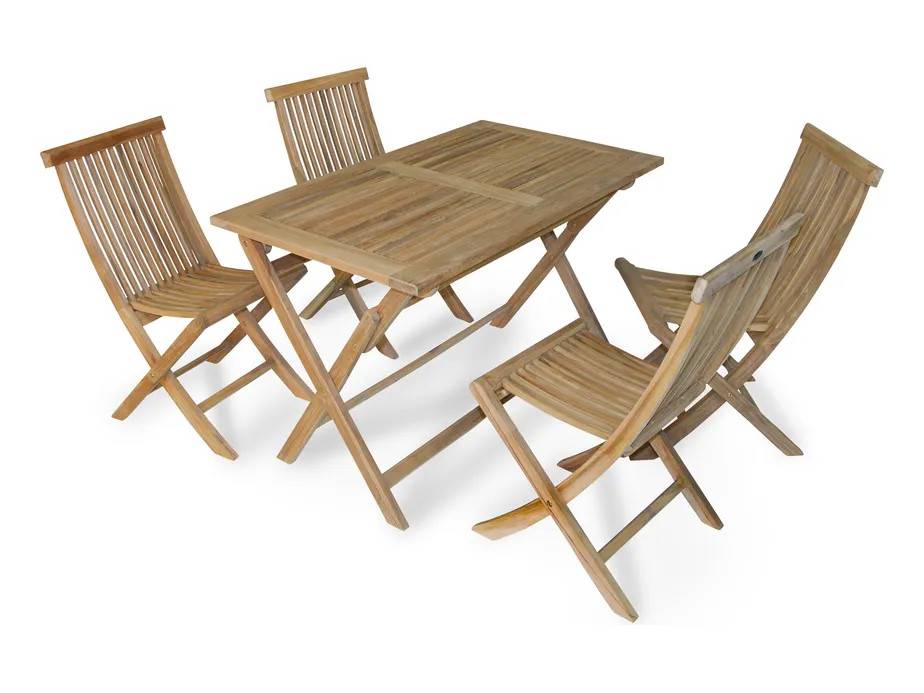 Brafab Turin matgrupp Teak 4 foldestole & bord 140x80 cm