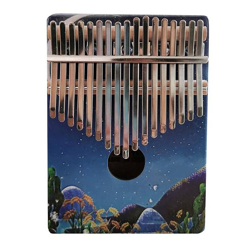 Kalimba 17 tangenter tummen piano med melodi hammare trä hand finger piano mbira för barn vuxna nybörjare (stjärnor)