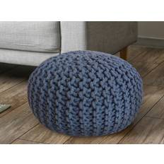 POUF Ø 55 cm Knitting Stool golv kudde hållbar grovt blå
