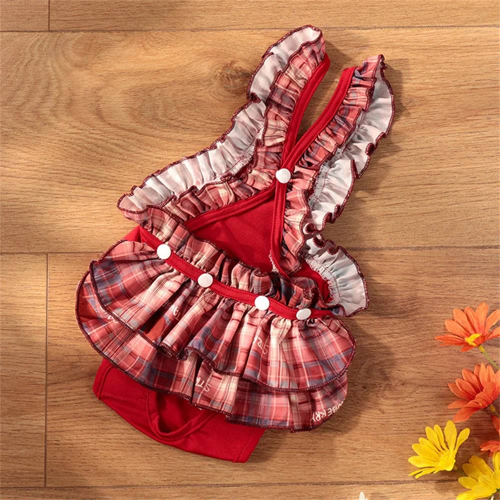 Female Dog Physiological Pants with Cute Print - Red / M-suit 2.5-4kg / SPC (M-suit 2.5-4kg)