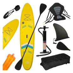 SUP uppblåsbar simbräda med sitttillbehör paddelset gul 350 cm