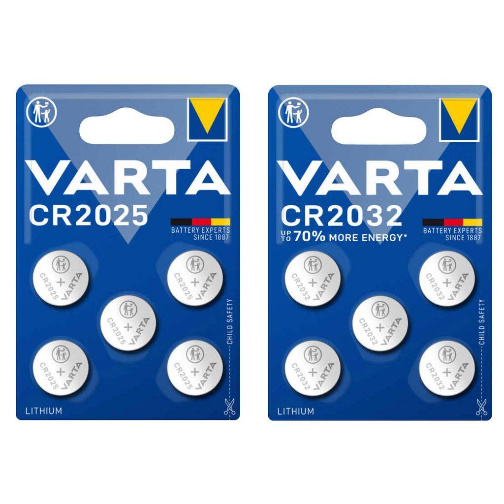 Varta Lithium Coin knappcellsbatteri 5-pack CR2025 + 5-pack CR2032