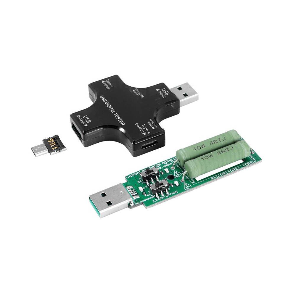 USB C Tester,2 in 1 Type C USB Tester Color Screen IPS Digital Multimeter,Voltage,Current,Power,Temperature,with Loader