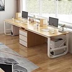 Two Person Desk with Drawers, Extra Long Desk with Storage Cabinet Shelf, Double Computer Gaming Desk, 2 Person Desk, Writing Study Desk for Home Office Desk,01,240 * 50 * 73cm