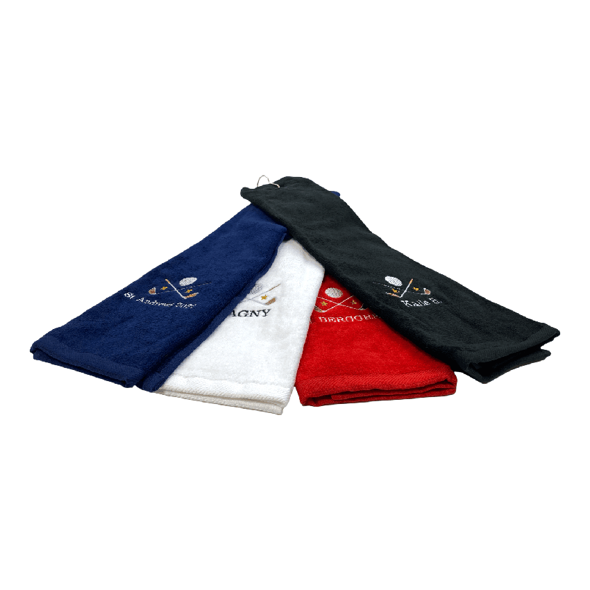 Golfhandduk med broderat namn, SVART