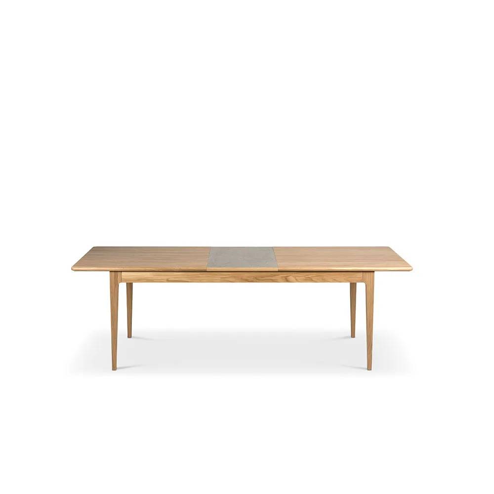 Mavis Höllviken matbord Ek vitpigmenterad mattlack-1 ilägg-kalksten á 50 cm - Beige