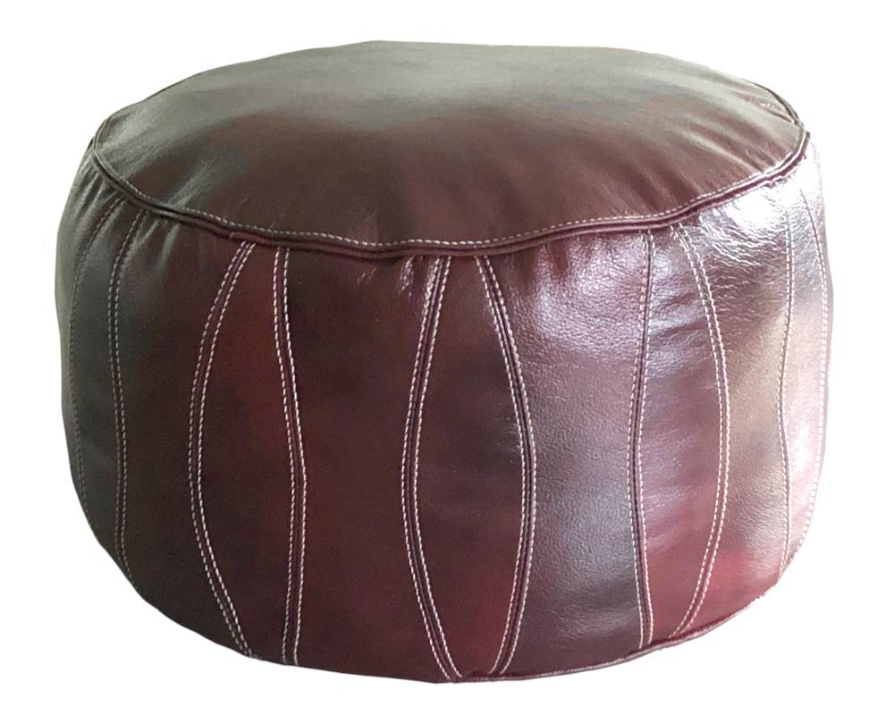 Läder Sittpuff Vinröd - Burgundy (30 x 50 cm)