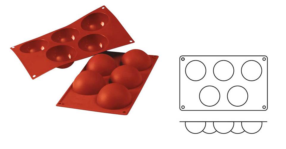 Silikoneform halvkugle, SF001, Ø 80 mm