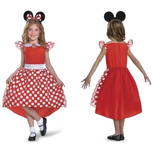 Minnie Mouse röd barnkostym, officiellt licensierad av Disguise, bekväm passform och detaljerad design, S 5 till 6