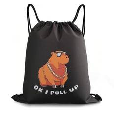 1pc Unique Capybara Print Drawstring Backpack, Unisex Outdoor Sports, Beach, Training, Travel Essential, Great Gift For Fitness, Camping, Hiking - Multicolor
