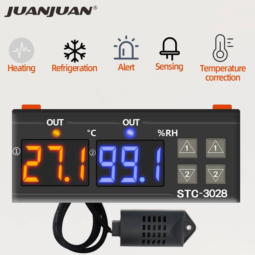 Stc -3028 digital temperatur fuktighetsregulator termostat termoregulator hygrometer justerbar kylare värmare 40% av - Dc 12v