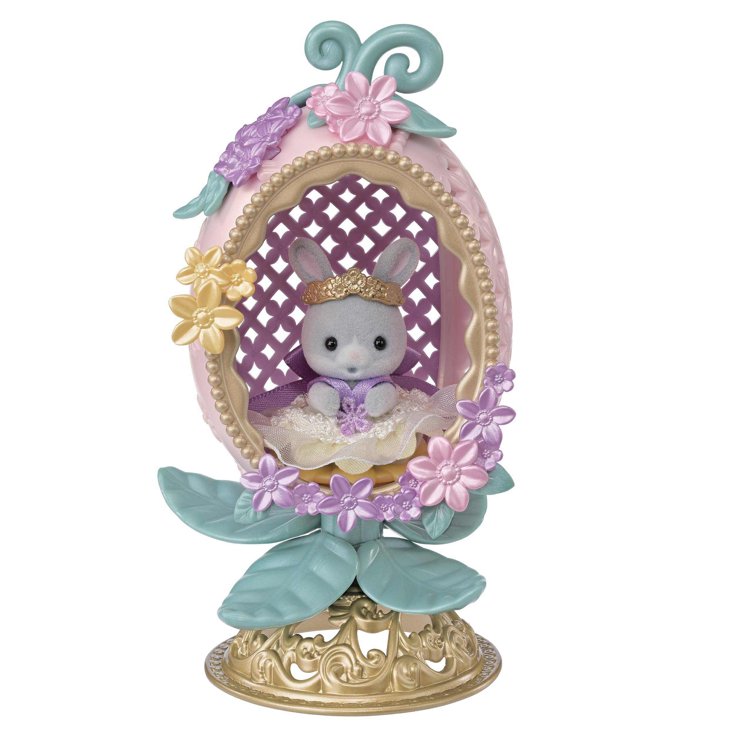 Sylvanian Families Dock Kanin Blommig ST Mark Åldrar 8 och Leksak Sylvanian Epoch Bomullsågg SE-217 Certifierad, Upp, Dockhus, Familjer,