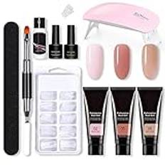 Nagelförlängning gelset, naglar, polygelnagel, snabbförlängning, nagelförlängning, UV-gelset, snabbyggande gel, manikyrset, allt-i-ett-kit, presentset, trendig nagel