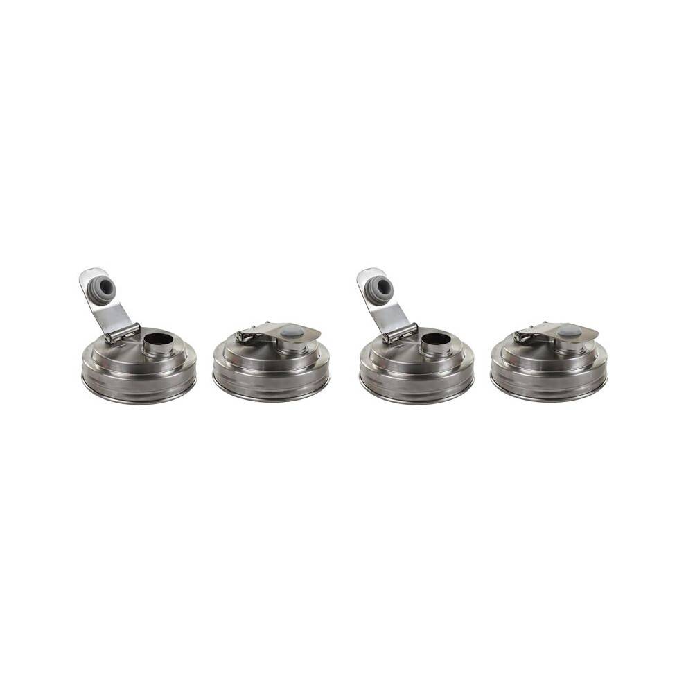 4Pc Wide Mouth Mason Jar Stainless Steel Pour Spout Lid,Reusable Mason Jar Lids for Wide Mouth Mason Jars,Without Handle