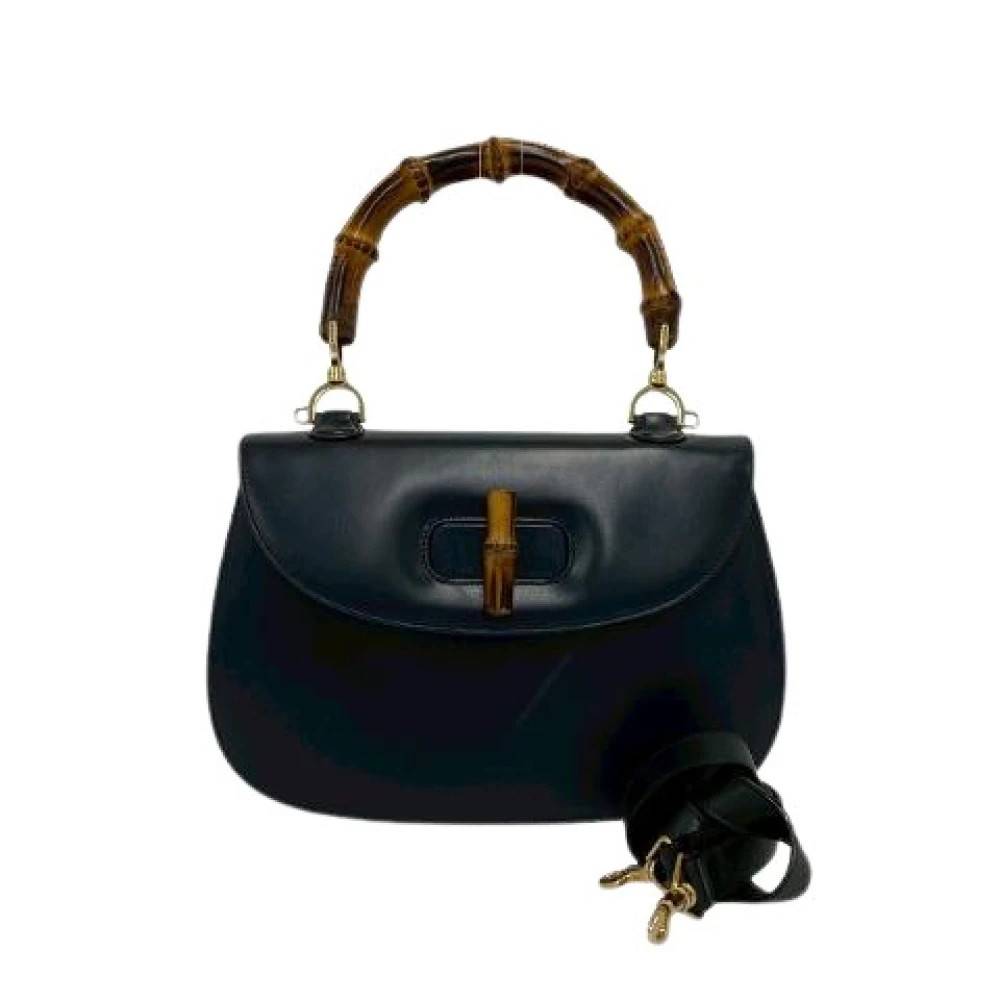 Gucci Vintage Pre-owned Leather Bamboo 2way bag - Vintage - Dame - Sort - ONE SIZE - Uld