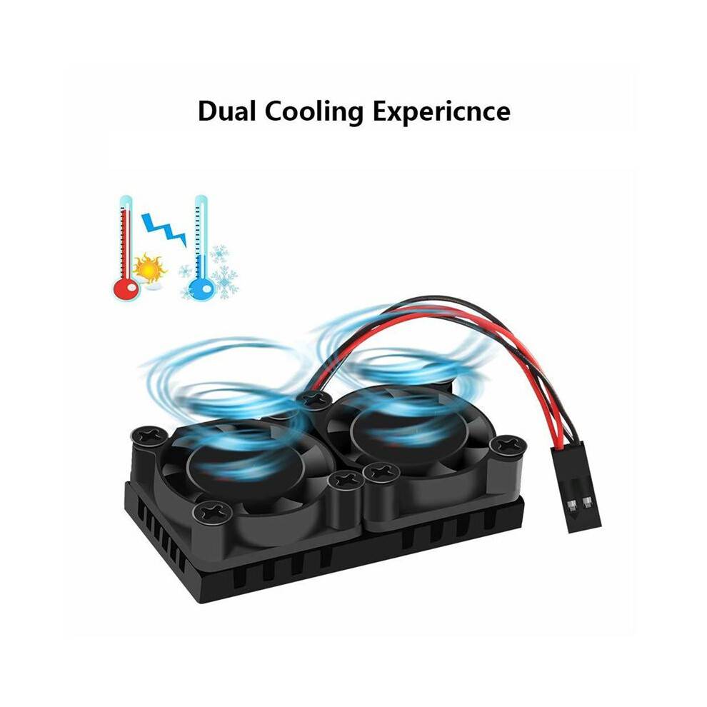 3X Dual Fan with Heat Sink Double Cooling Fans Cooler for Raspberry Pi 4B
