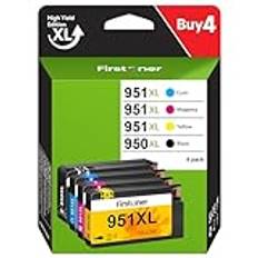 Firstoner 950 951XL bläckpatroner multipack, 950 951XL ersättning för HP 950 951XL för HP OfficeJet Pro 251dw 276dw 8100 8110 8600 8610 8615 8620 8625 86308640(1 svart, 1 cyan, 1 magenta, 1 gul)