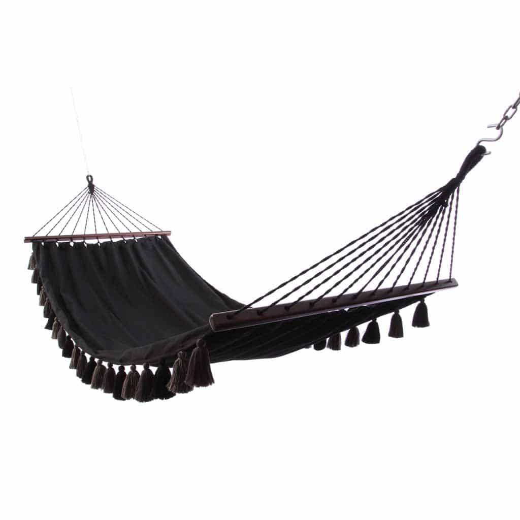 Lazy Rest Tassel Black - dubbelhängmatta med spridare