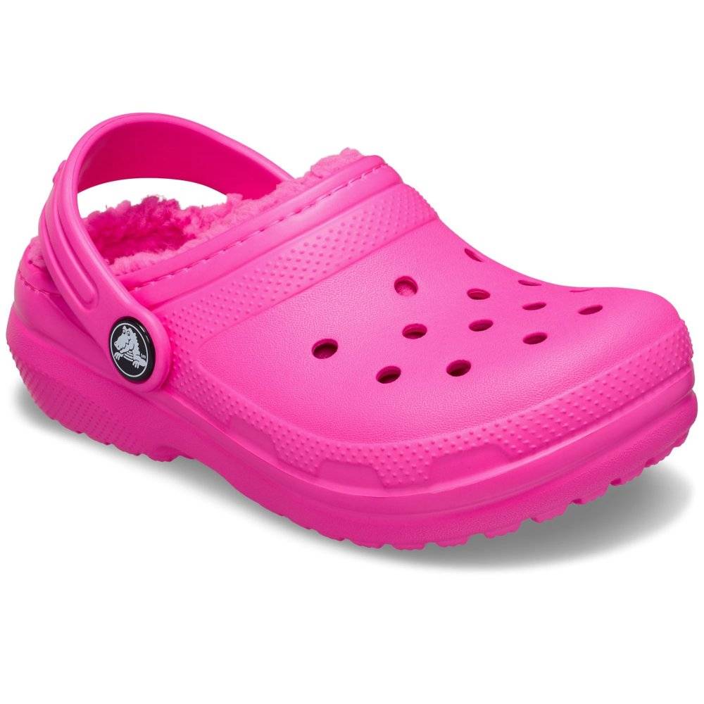 Crocs Classic Lined Girls Clogs Colour: Pink Crush, Size: Junior 1