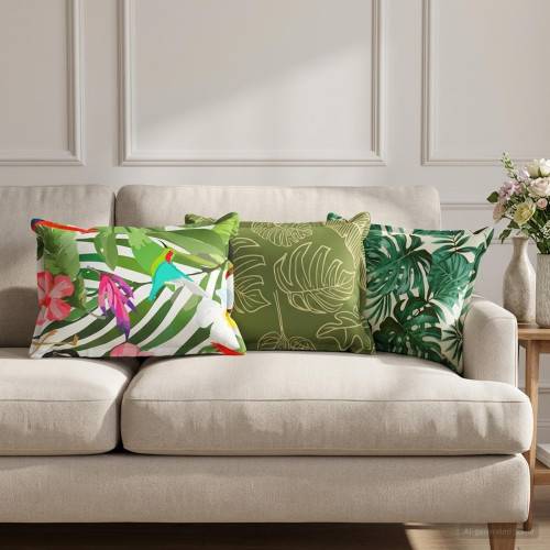 Kudde Löv med kudde HOUTEN 2 st Bladmönster Polyester