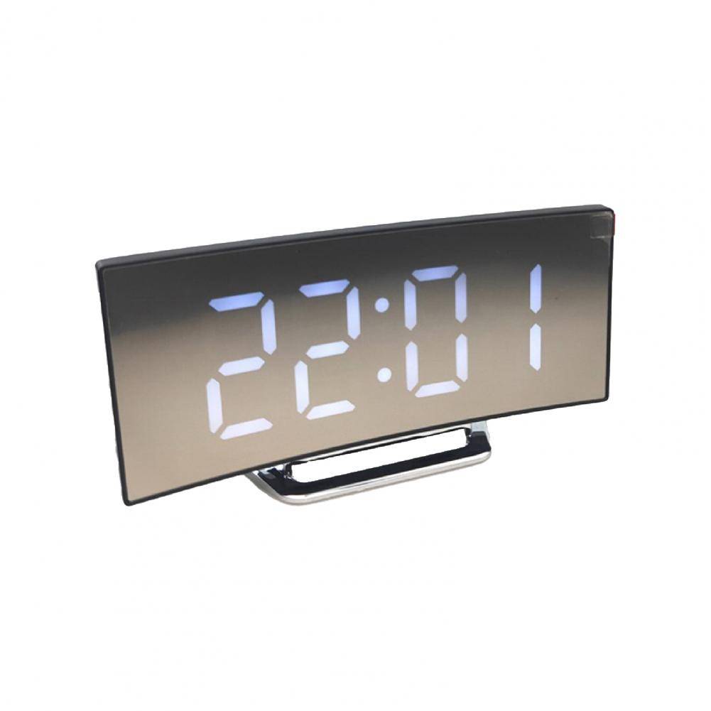 ABS Digital Smart Väckarklocka Rektangel USB-laddning Elektrisk Klocka Böjd LED-skärm Spegelklocka Dekorativa Bordsklockor