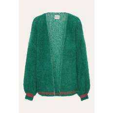 Olivia Mohair Cardigan Jade Green W/Coral Red Lurex - XL