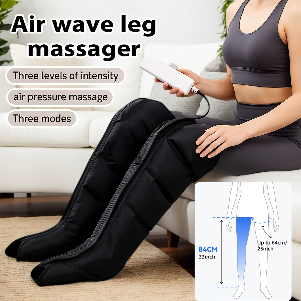 Electric Pneumatic Leg Massager Kneading Squeezing Extended Version for Deep Relaxation of Thighs Calves Feet Comes With Remote