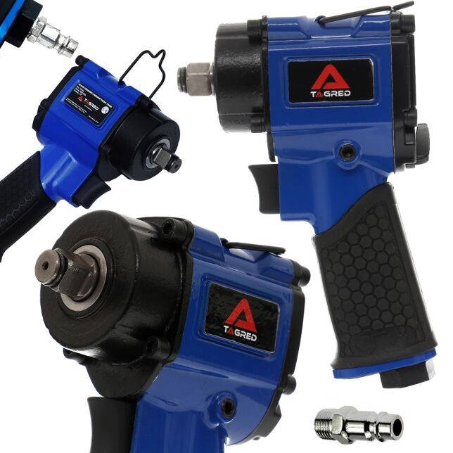 TAGRED TA800 Mutterdragare Vikt: 1,45kg, Tryck [bar]: 6,3bar, Vridmoment till: 1200Nm, Luftförbrukning: 142,5l/min, JUMBO TWIN HAMMER