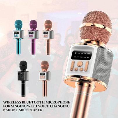 Trådlös karaokemikrofon, bärbar handhållen mikrofonhögtalare, allt-i-ett-mikrofonsystem, Bluetooth-mikrofon, hög effekt, lämplig för alla åldrar och s - Multifärgad (svart,rosa,blå,Roséguld)